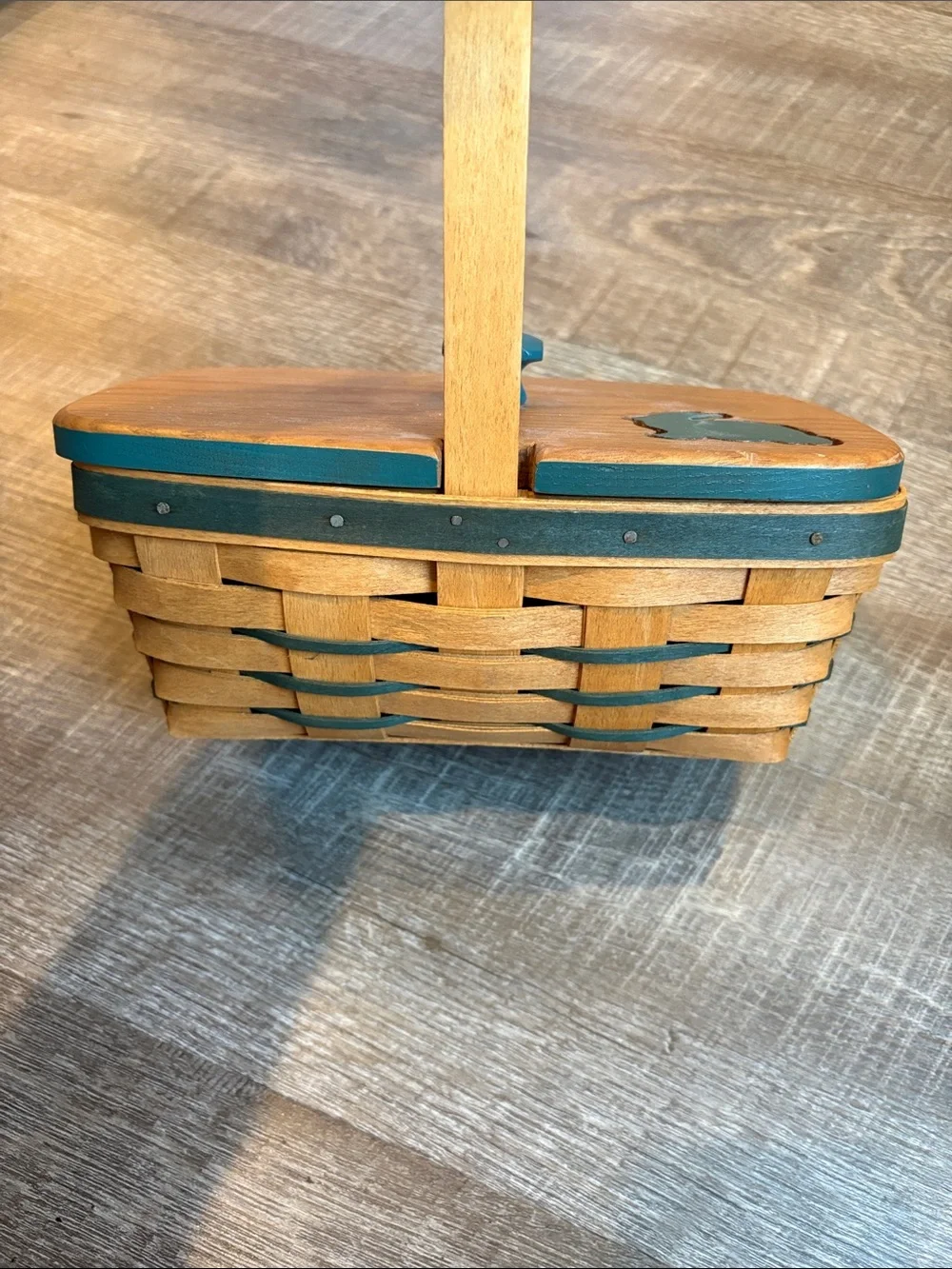 Longaberger Woven Basket Custom Easter Bunny Lid Green
